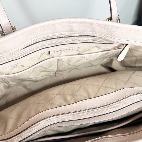 MICHAEL KORS Jet Set Travel Tote Handbag Saffiano Leather Powder Blush Pink OS - Picture 11 of 16